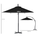 Outsunny 3(m) Garden Cantilever Parasol with Crank Aluminium Frame