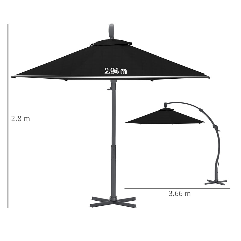 Outsunny 3(m) Garden Cantilever Parasol with Crank Aluminium Frame