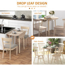 HOMCOM Foldable Dining Table, Round Drop Leaf Table, Wood Legs, Natural