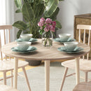 HOMCOM Foldable Dining Table, Round Drop Leaf Table, Wood Legs, Natural