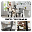 HOMCOM Bar Stools Set of 2, Dining Stools with Backrest, Footrest, Grey