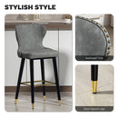 HOMCOM Bar Stools Set of 2, Dining Stools with Backrest, Footrest, Grey