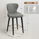 HOMCOM Bar Stools Set of 2, Dining Stools with Backrest, Footrest, Grey