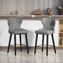 HOMCOM Bar Stools Set of 2, Dining Stools with Backrest, Footrest, Grey