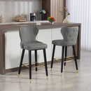 HOMCOM Bar Stools Set of 2, Dining Stools with Backrest, Footrest, Grey
