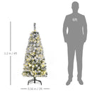 HOMCOM 4FT Prelit Artificial Snow Flocked Christmas Tree with Warm White LED Light- Green White