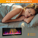 HOMCOM 50" Wall Electric Fireplace, Slim Electric Fire, 1800W, Black