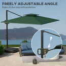 Outsunny Garden Cantilever Parasol w/ Weighted Base Tilt Crank Dark Green