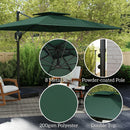 Outsunny Garden Cantilever Parasol w/ Weighted Base Tilt Crank Dark Green