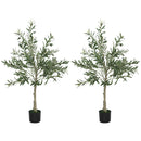 HOMCOM 2 Pack Indoor Artificial Plants, Faux Potted Silk Olive Trees