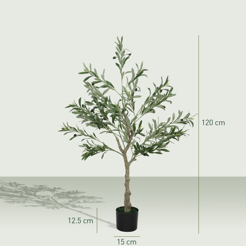 HOMCOM 2 Pack Indoor Artificial Plants, Faux Potted Silk Olive Trees