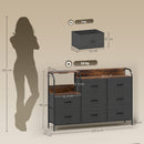 HOMCOM Fabric Chest Of Drawers W/ Charging Station For Bedroom Rustic Brown