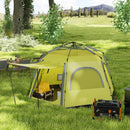 Outsunny Instant Camping Tent, 4 Person Easy Setup Dome Tent - Dark Grey/Light Grey/Yellow