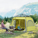 Outsunny Instant Camping Tent, 4 Person Easy Setup Dome Tent - Dark Grey/Light Grey/Yellow