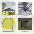 Outsunny Instant Camping Tent, 4 Person Easy Setup Dome Tent - Dark Grey/Light Grey/Yellow