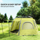Outsunny Instant Camping Tent, 4 Person Easy Setup Dome Tent - Dark Grey/Light Grey/Yellow