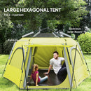 Outsunny Instant Camping Tent, 4 Person Easy Setup Dome Tent - Dark Grey/Light Grey/Yellow
