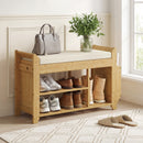 HOMCOM Shoe Bench Cushioned Seat 100 cm Natural Cream