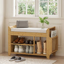 HOMCOM Shoe Bench Cushioned Seat 100 cm Natural Cream