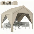 Outsunny 3 X 3 M Outdoor Patio Gazebo With Netting And Curtains, Khaki