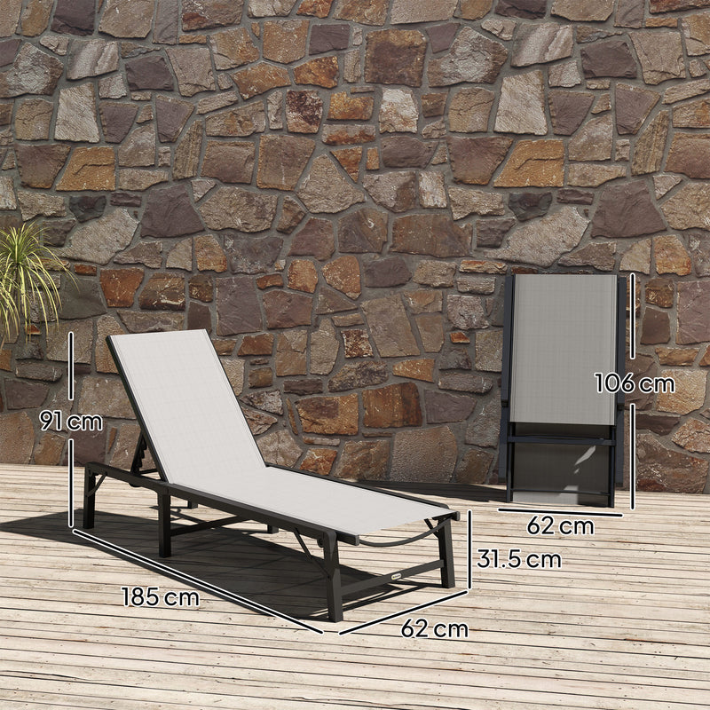 Outsunny Folding Sun Lounger, 5-Position Adjustable Sun Sunbed
