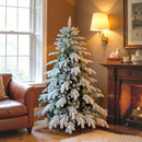 HOMCOM Christmas Tree With Flocked Realistic Tips, Hinged Xmas Tree