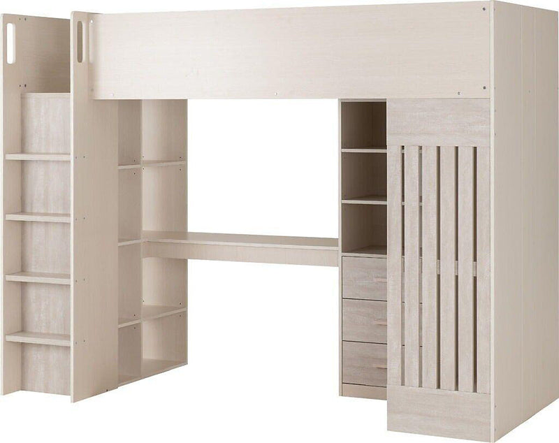 LUNA HIGH SLEEPER SINGLE BED - WHITE/GREY