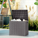 Outsunny 93L Plastic Garden Storage Box, Storage Container w/ Handles, Brown