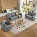 HOMCOM Loveseat Sofa, Faux Leather Sofa with Thicken Cushion, Grey