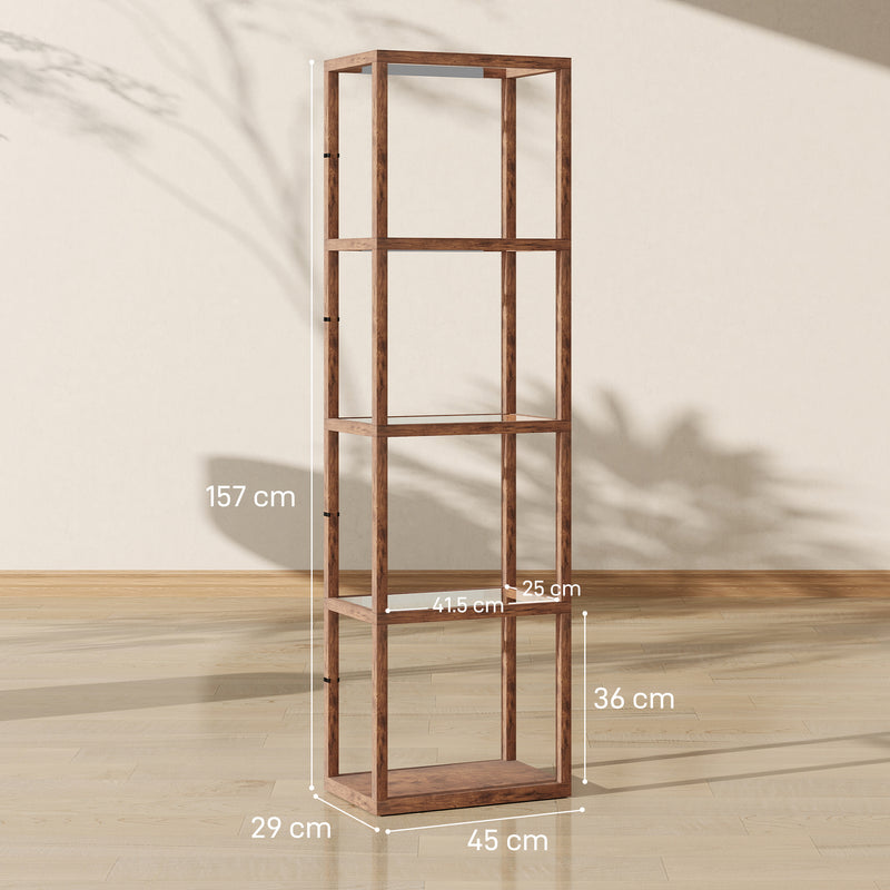 HOMCOM LED Floor Lamp with Glass Shelves, Dimmable Room Lamp