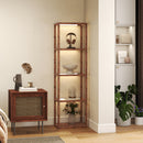 HOMCOM LED Floor Lamp with Glass Shelves, Dimmable Room Lamp