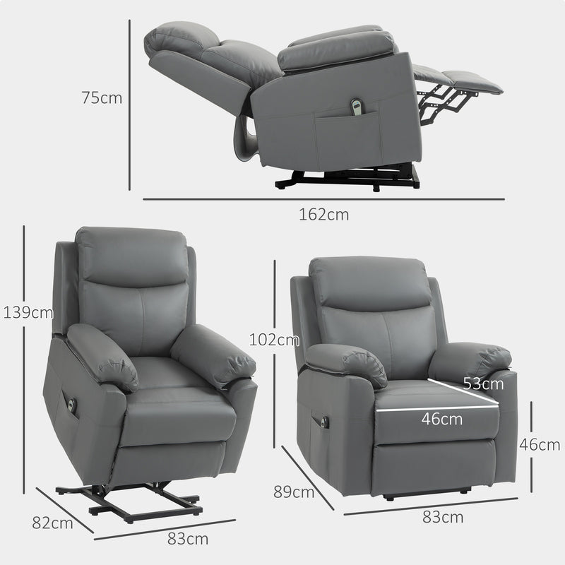 HOMCOM Power Lift Chair Electric Riser Recliner with Remote Control, Brown
