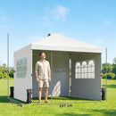 Outsunny Pop Up Gazebo Waterproof Height Adjustable 3 X 3 (m) White