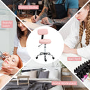 HOMCOM Rolling Stool With Backrest, Wheels, Faux Leather Salon Chair