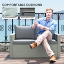 Outsunny 4 Piece Rattan Garden Furniture Set with Cushions, Light Grey