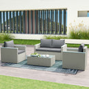 Outsunny 4 Piece Rattan Garden Furniture Set with Cushions, Light Grey