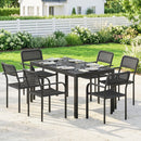 Outsunny Garden Dining Set with Umbrella Hole for 6 People, Black