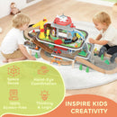 AIYAPLAY Wooden Train Set, 79 Piece Train Track Mine Themed for 3+ Years