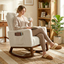 HOMCOM Rocking Chair for Adults, Lounge Rocker w/ Lumbar Pillow, Cream White