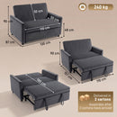 HOMCOM 2 Seater Sofa Bed, 3-in-1 Velvet Pull Out Sleeper Sofa, Dark Grey