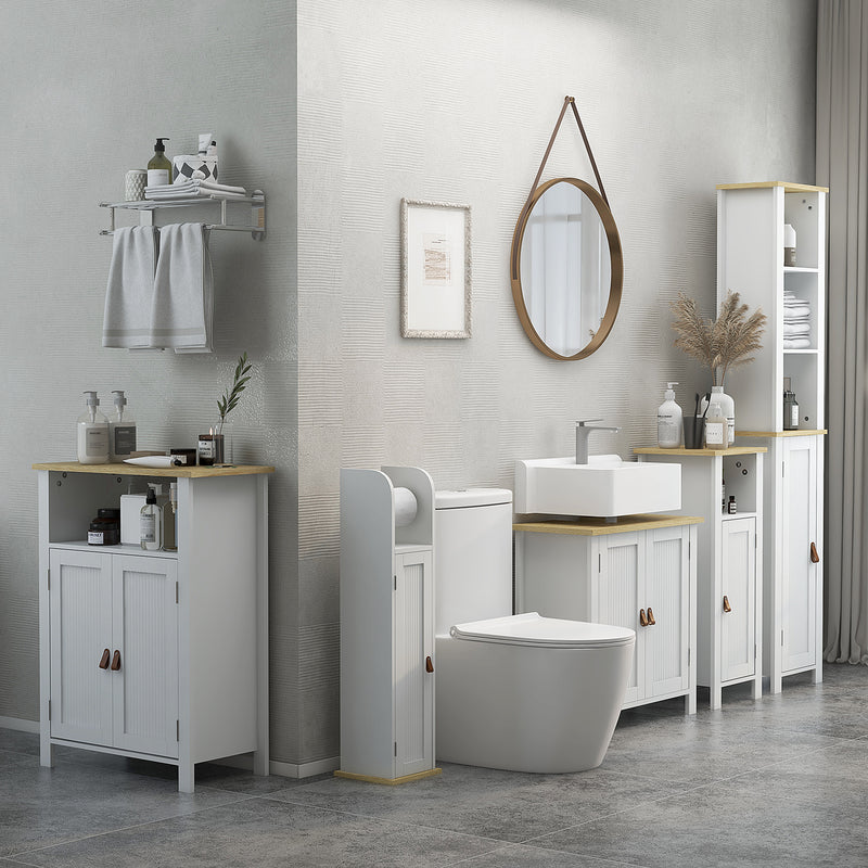 kleankin Slim Bathroom Storage Unit with Adjustable Shelf, White