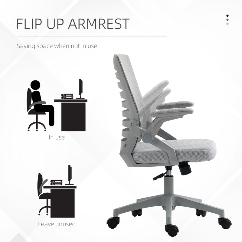 Vinsetto Mesh Office Chair Home Swivel Task Chair w/ Lumbar Support, Arm, Grey