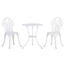 Outsunny 3 Piece Bistro Set, Aluminium Garden Furniture With Umbrella Hole