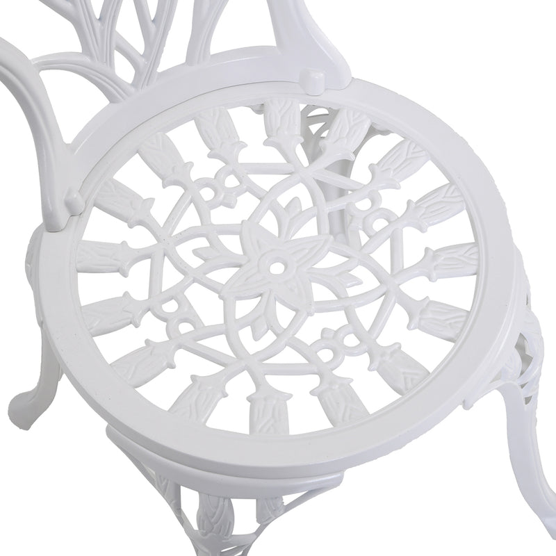 Outsunny 3 Piece Bistro Set, Aluminium Garden Furniture with Umbrella Hole