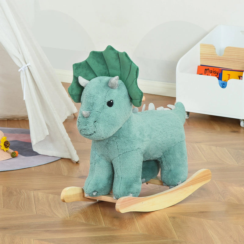 HOMCOM Children's  Rocking  Triceratops - Green