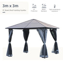 Outsunny Hardtop Gazebo with Aluminium Frame and Curtains 3 x 3m - Black