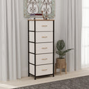 HOMCOM 5 Drawer Fabric Chest of Drawers w/ Wooden Top for Hallway