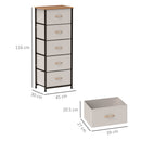 HOMCOM 5 Drawer Fabric Chest of Drawers w/ Wooden Top for Hallway
