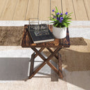 Outsunny Wooden Folding Garden Table, Folding Side Table, Carbonised Finish