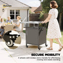 Outsunny Outdoor Grill Cart with Cabinet, Food Prep Table on Wheels, Brown